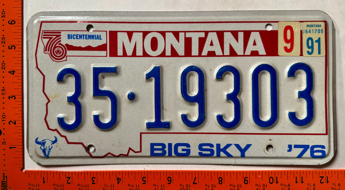 1991 Montana #35-19303 Passenger License Plate