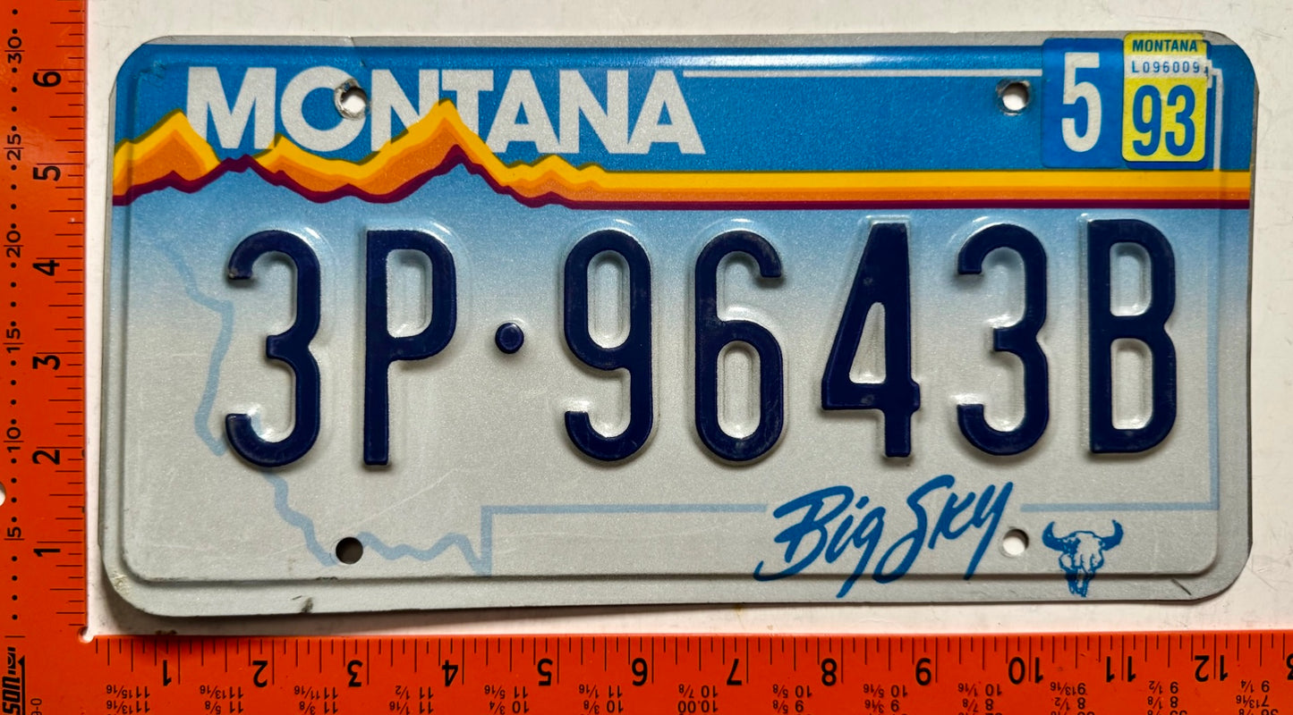 1993 Montana #3P-9643B Passenger License Plate
