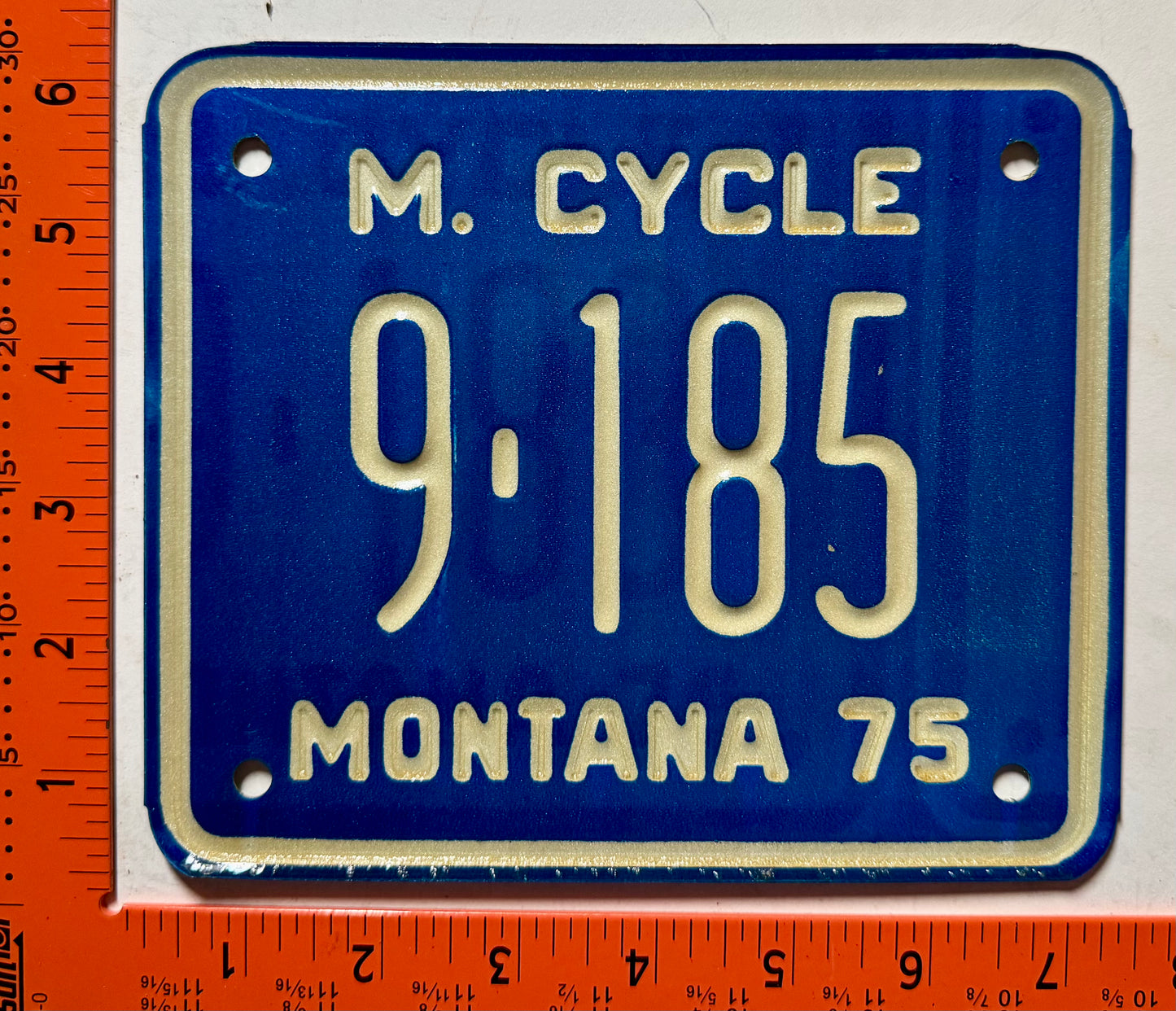 1975 Montana #9-185 Motorcycle License Plate