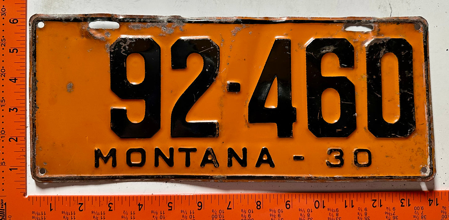 1930 Montana #92-460 Passenger License Plate