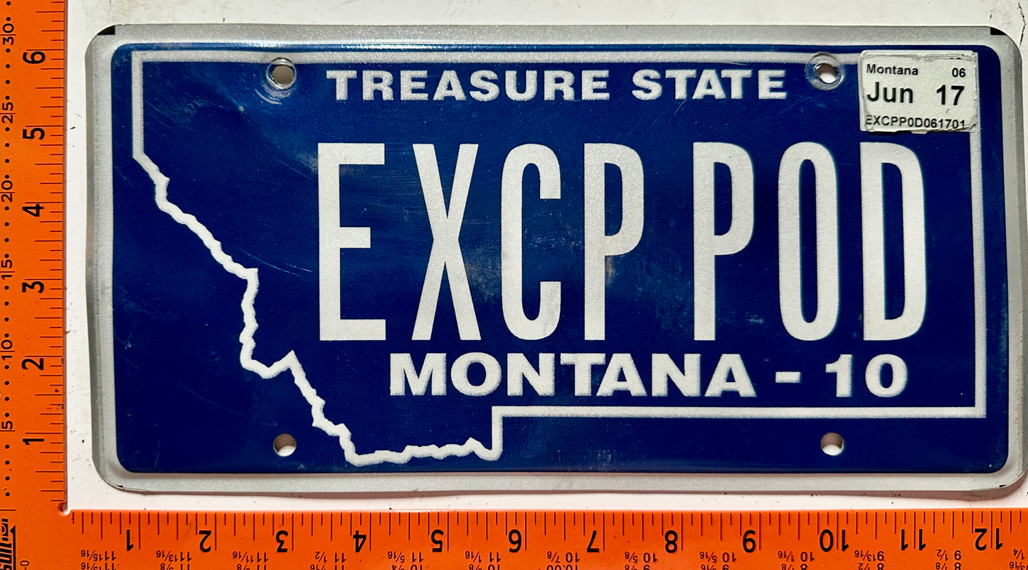 2017 Montana #EXCP POD Passenger Vanity License Plate