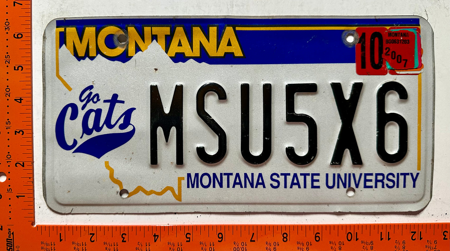 2007 Montana #MSU5X6 Montana State University License Plate