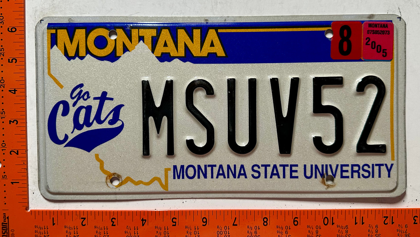 2005 Montana #MSUV52 Montana State University License Plate