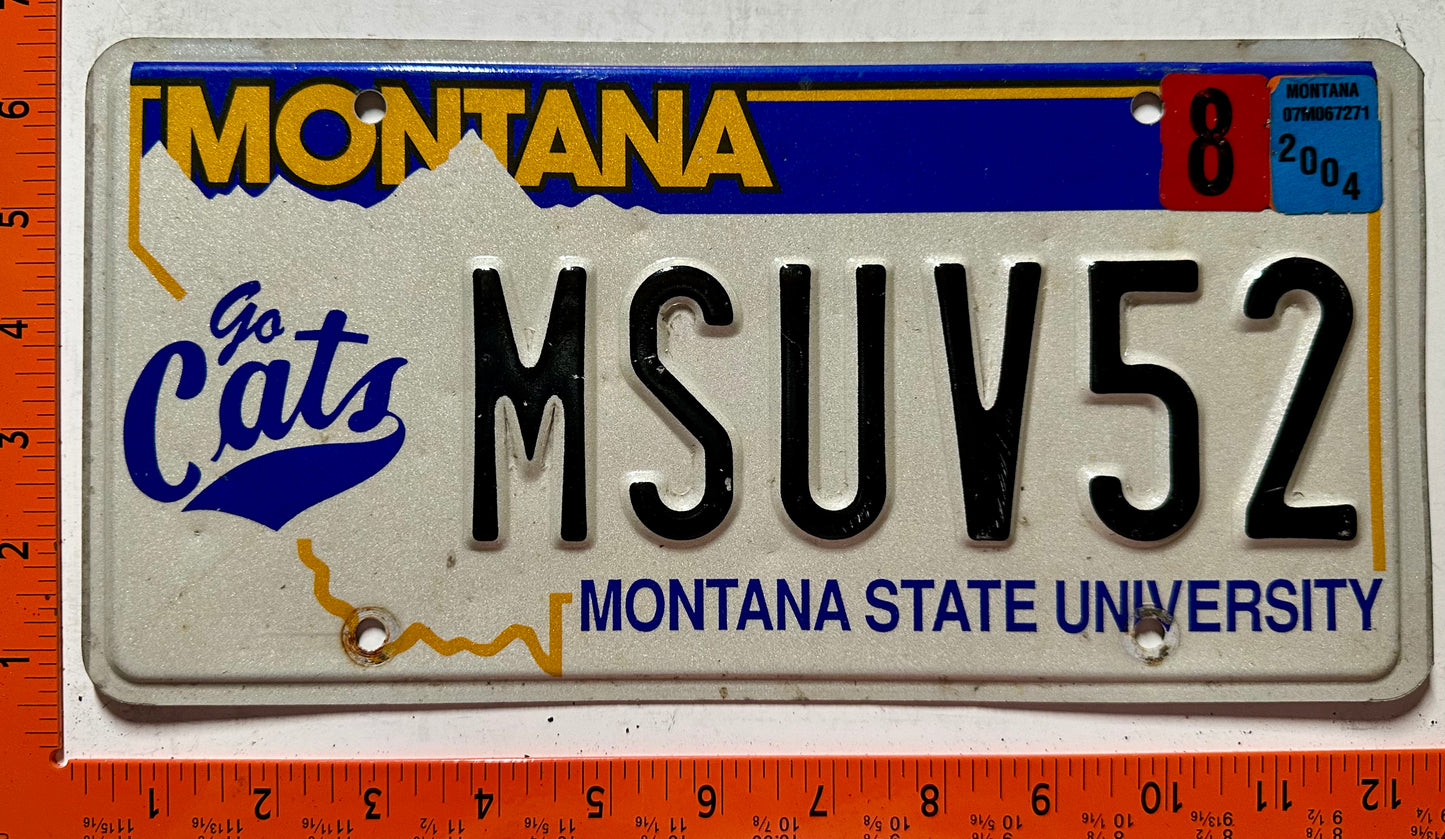 2004 Montana #MSUV52 Montana State University License Plate