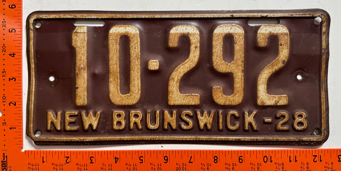 1928 New Brunswick #10-292 Passenger License Plate