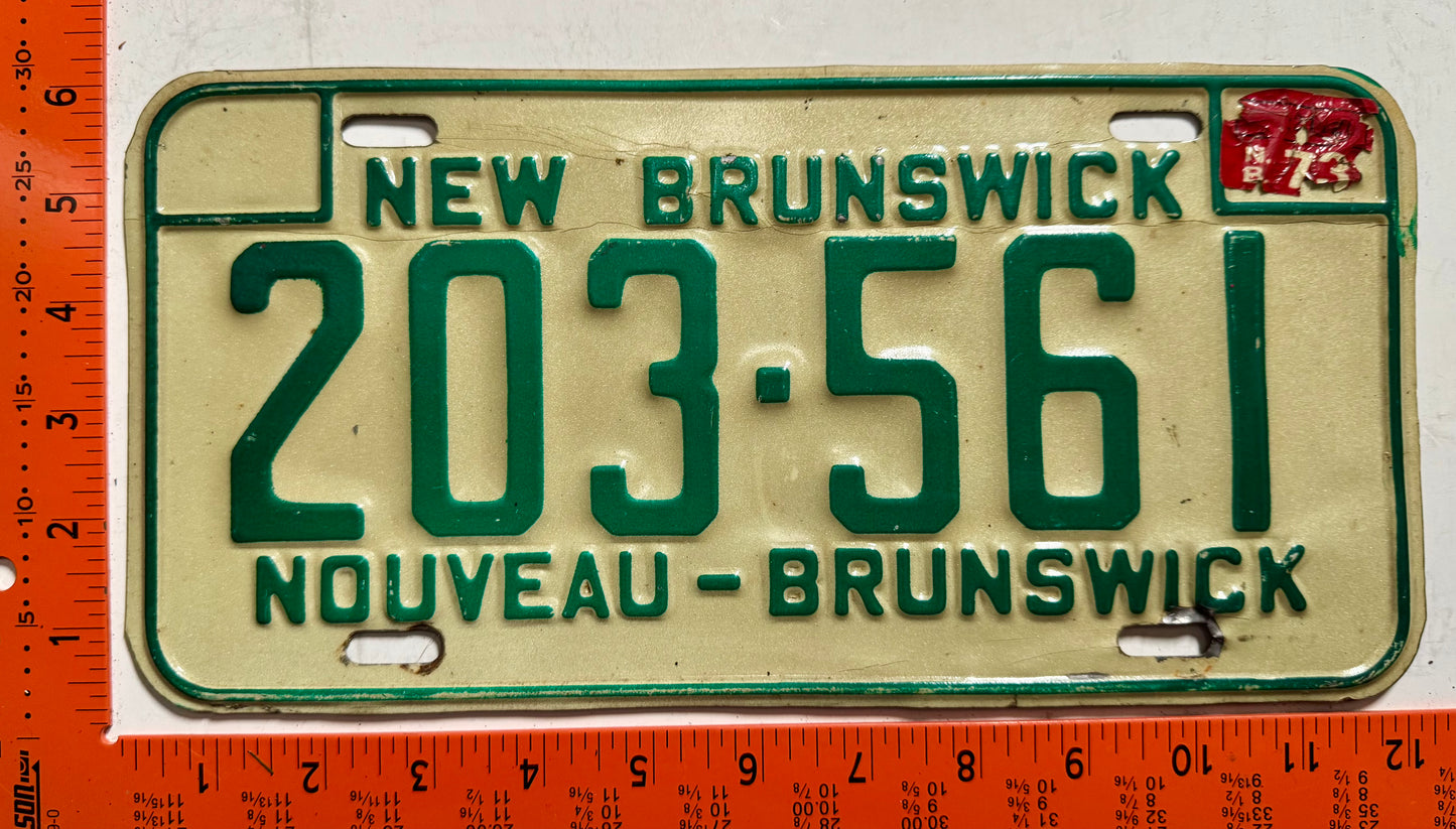 1973 New Brunswick #203-561 Passenger License Plate