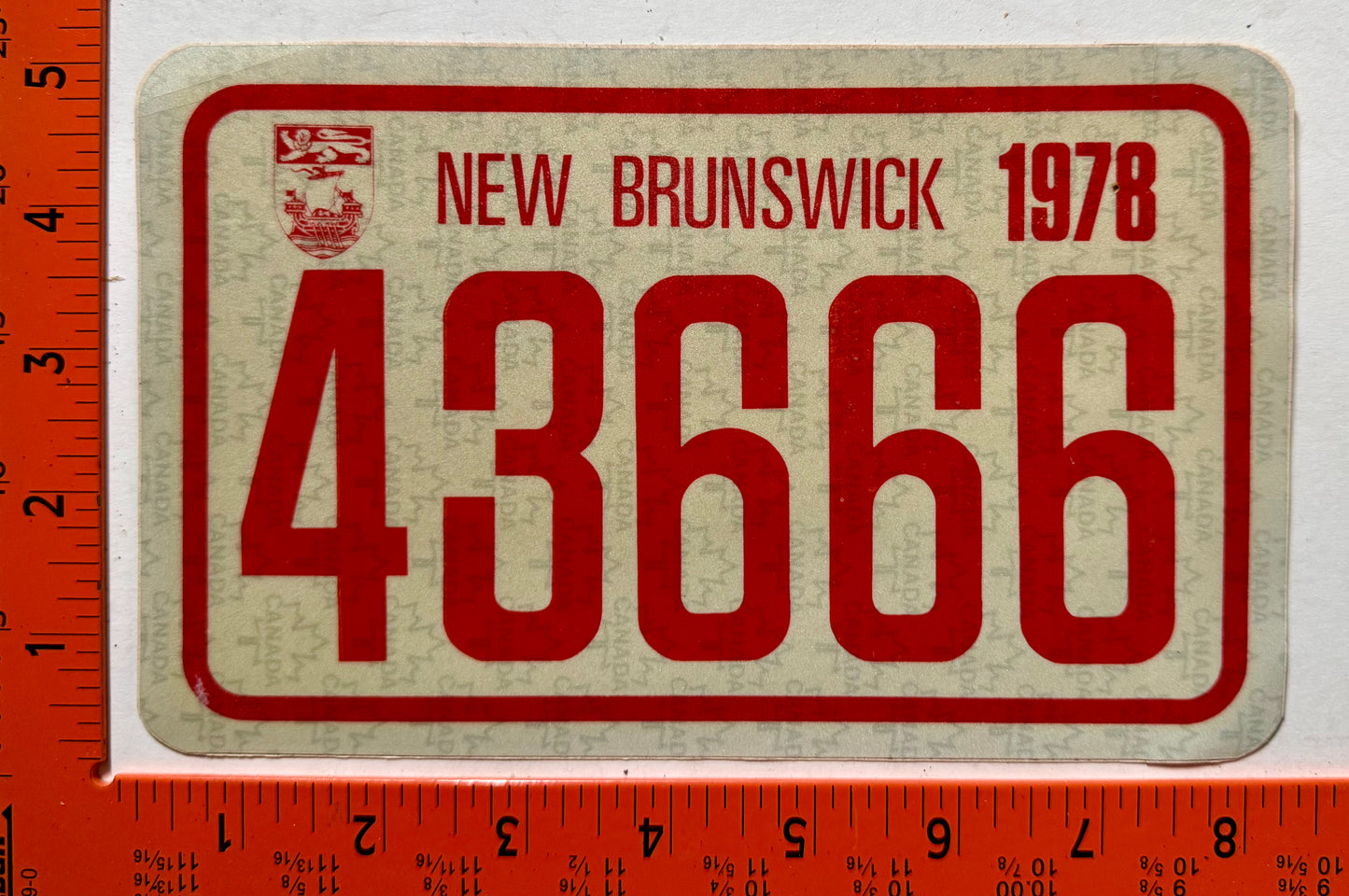 1978 New Brunswick #43666 Snowmobile Sticker License Plate