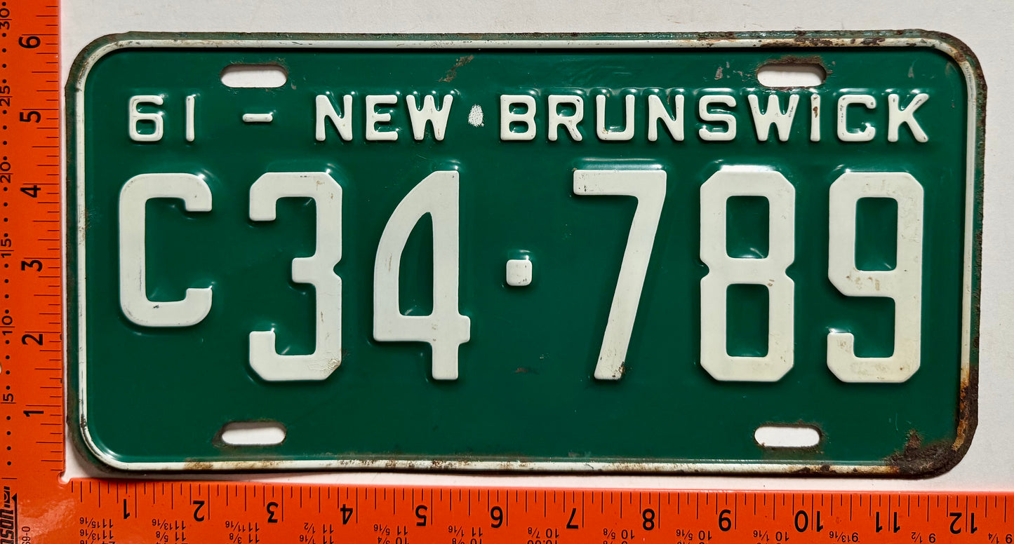 1961 New Brunswick #C34-789 Commercial License Plate