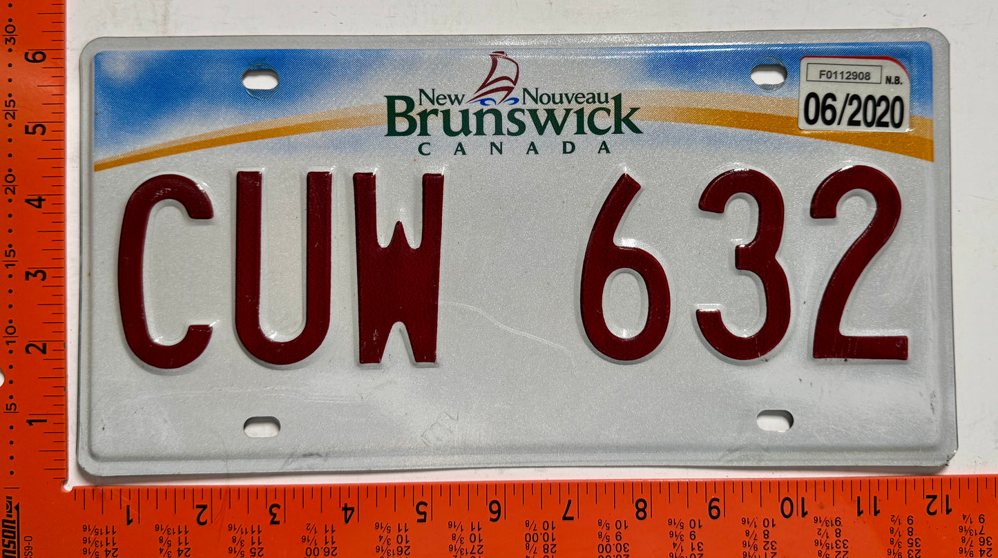 2020 New Brunswick #CUW 632 Commercial License Plate