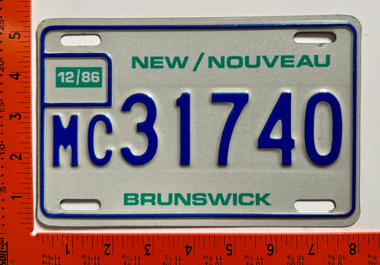 1986 New Brunswick #MC31740 Motorcycle License Plate