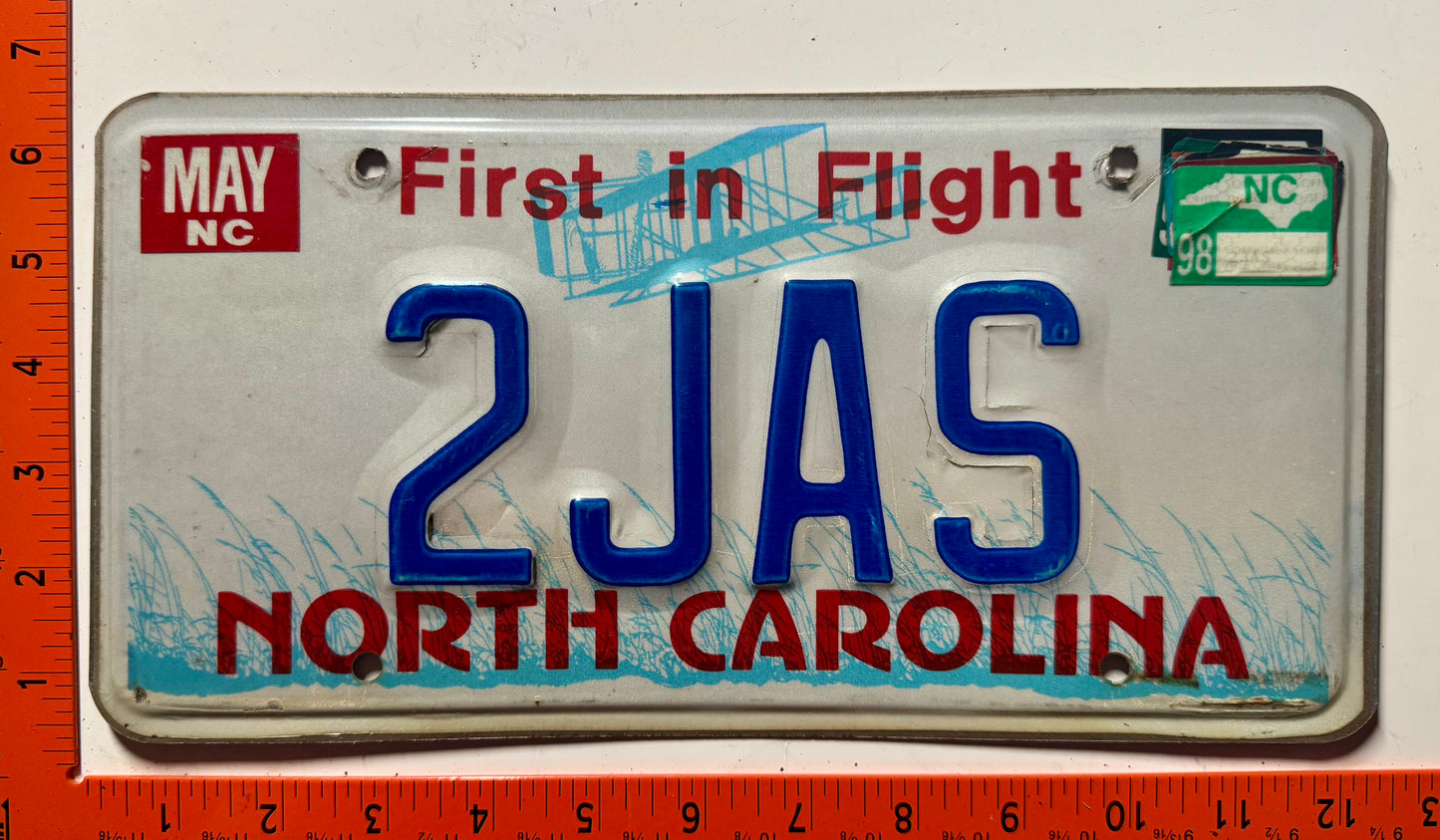 1998 North Carolina #2JAS Passenger Vanity License Plate