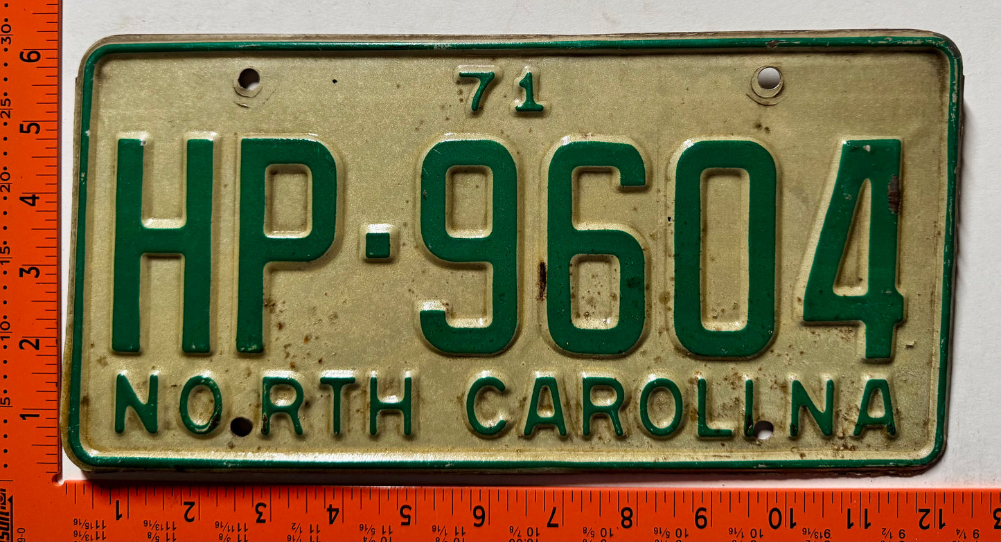 1971 North Carolina #HP-9604 Passenger License Plate