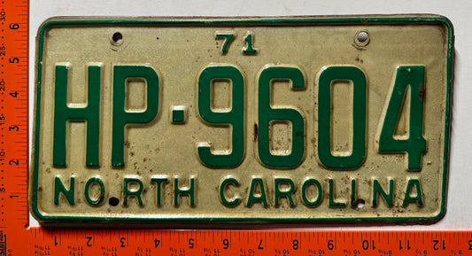 1971 North Carolina #HP-9604 Passenger License Plate