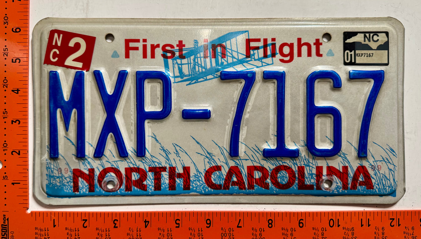 2001 North Carolina #MXP-7167 Passenger License Plate