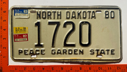 1983 North Dakota #1720 Passenger License Plate