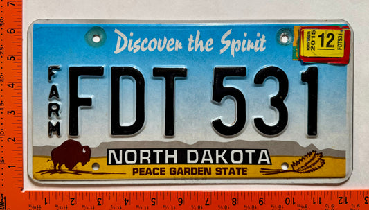 2015 North Dakota #FDT 531 Farm License Plate