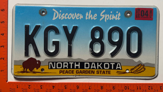 2016 North Dakota #KGY 890 Passenger License Plate
