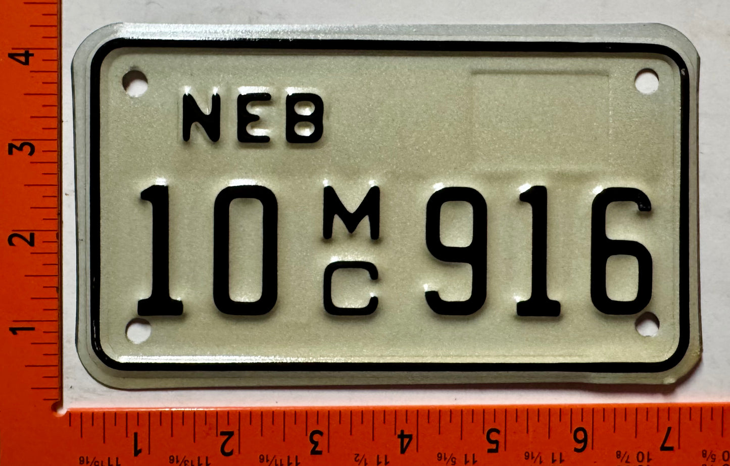 2002 base Nebraska #10 916 Motorcycle License Plate