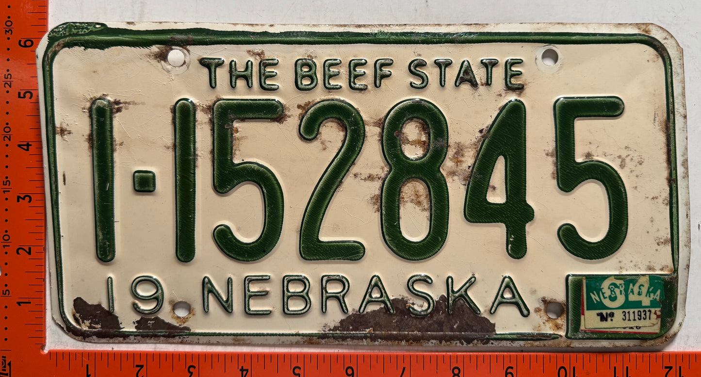 1964 Nebraska #1-152845 Passenger License Plate (Crafter)