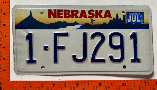 1996 Nebraska #1-FJ291 Passenger License Plate
