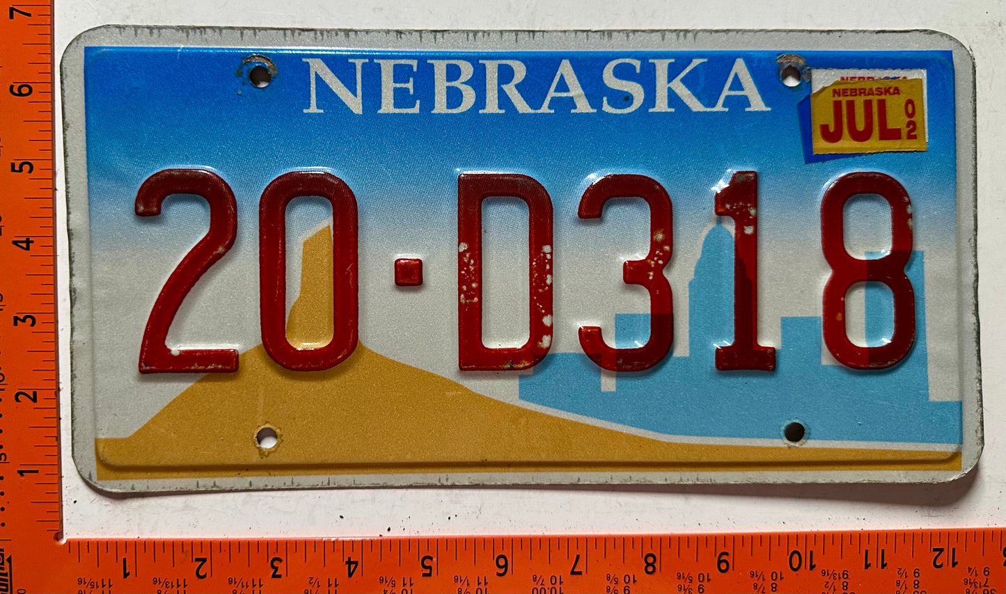 2002 Nebraska #20-D318 Passenger License Plate