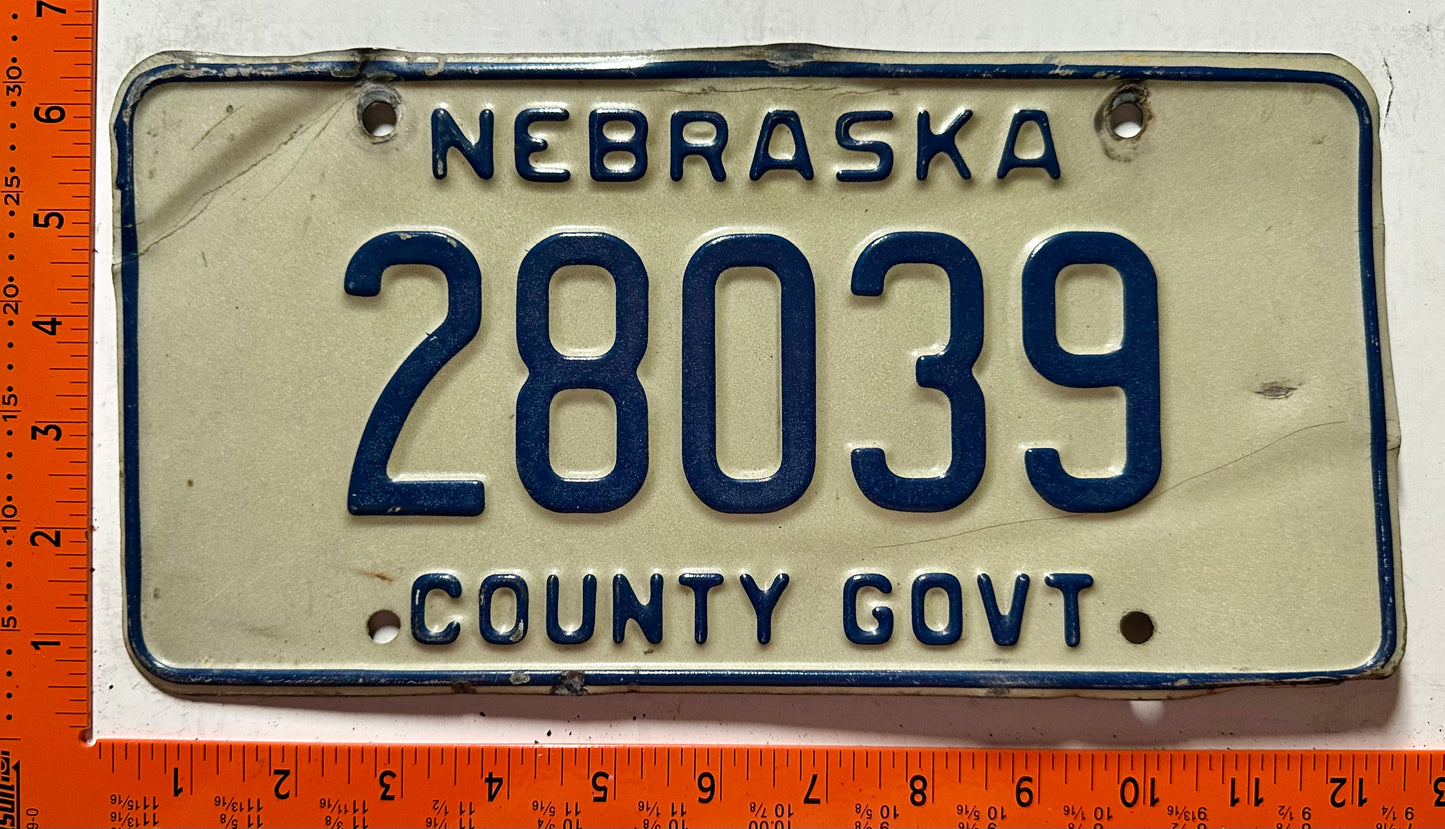 undated Nebraska #28039 County Government License Plate
