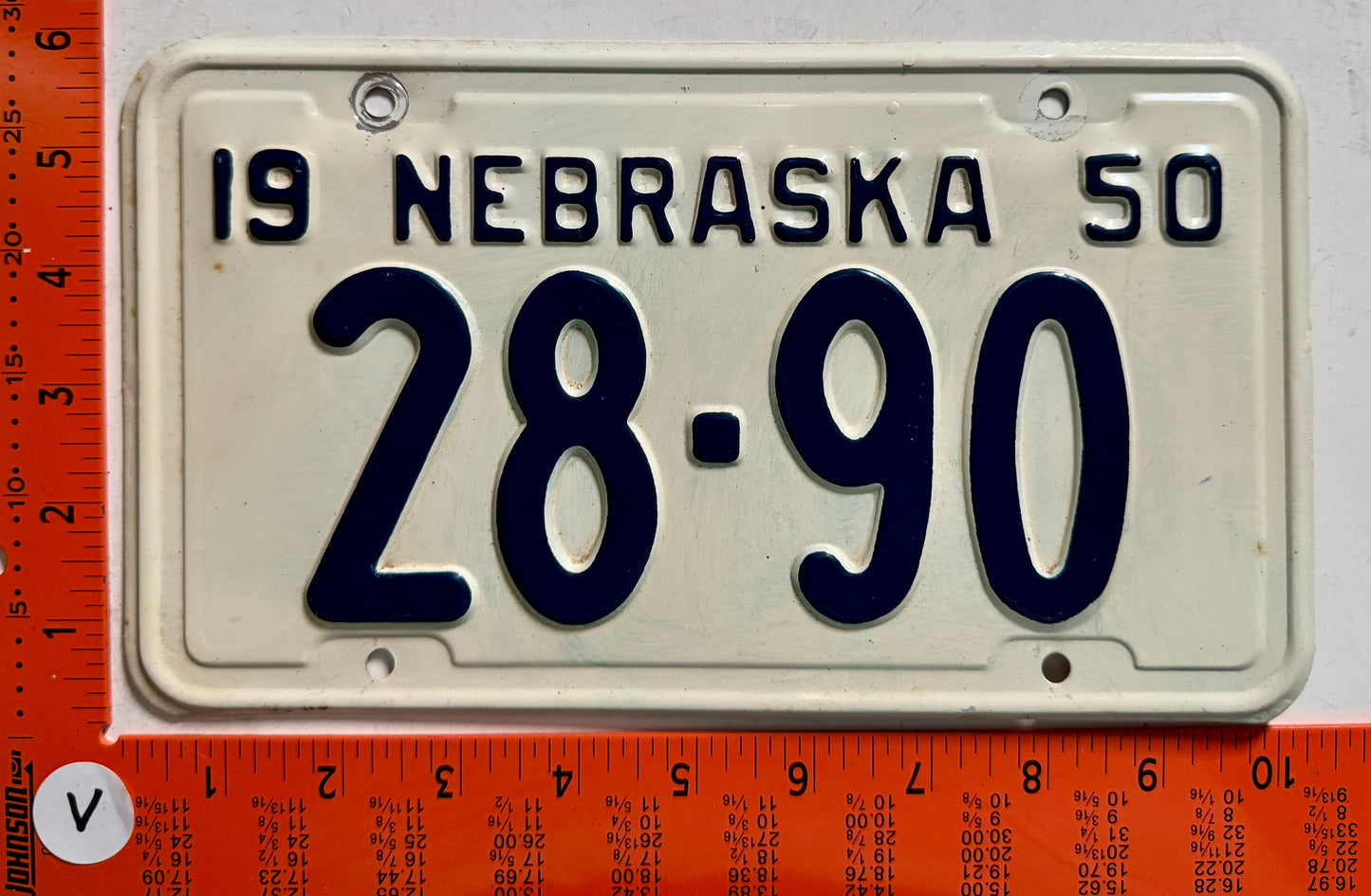 1950 Nebraska #28-90 Passenger License Plate