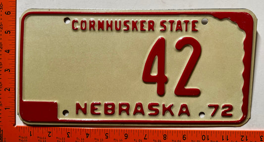 1972 Nebraska #42 30-Day Temporary License Plate
