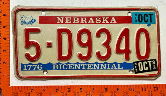 1983 Nebraska #5-D9340 Passenger License Plate