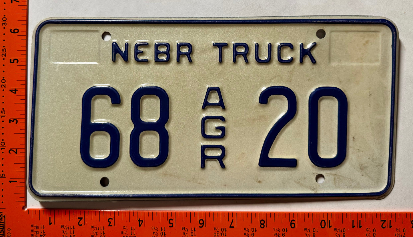 undated Nebraska #68 20 Agricultural Truck License Plate