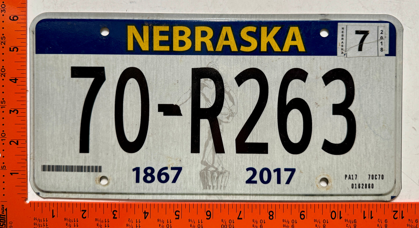 2018 Nebraska #70-R263 Passenger License Plate