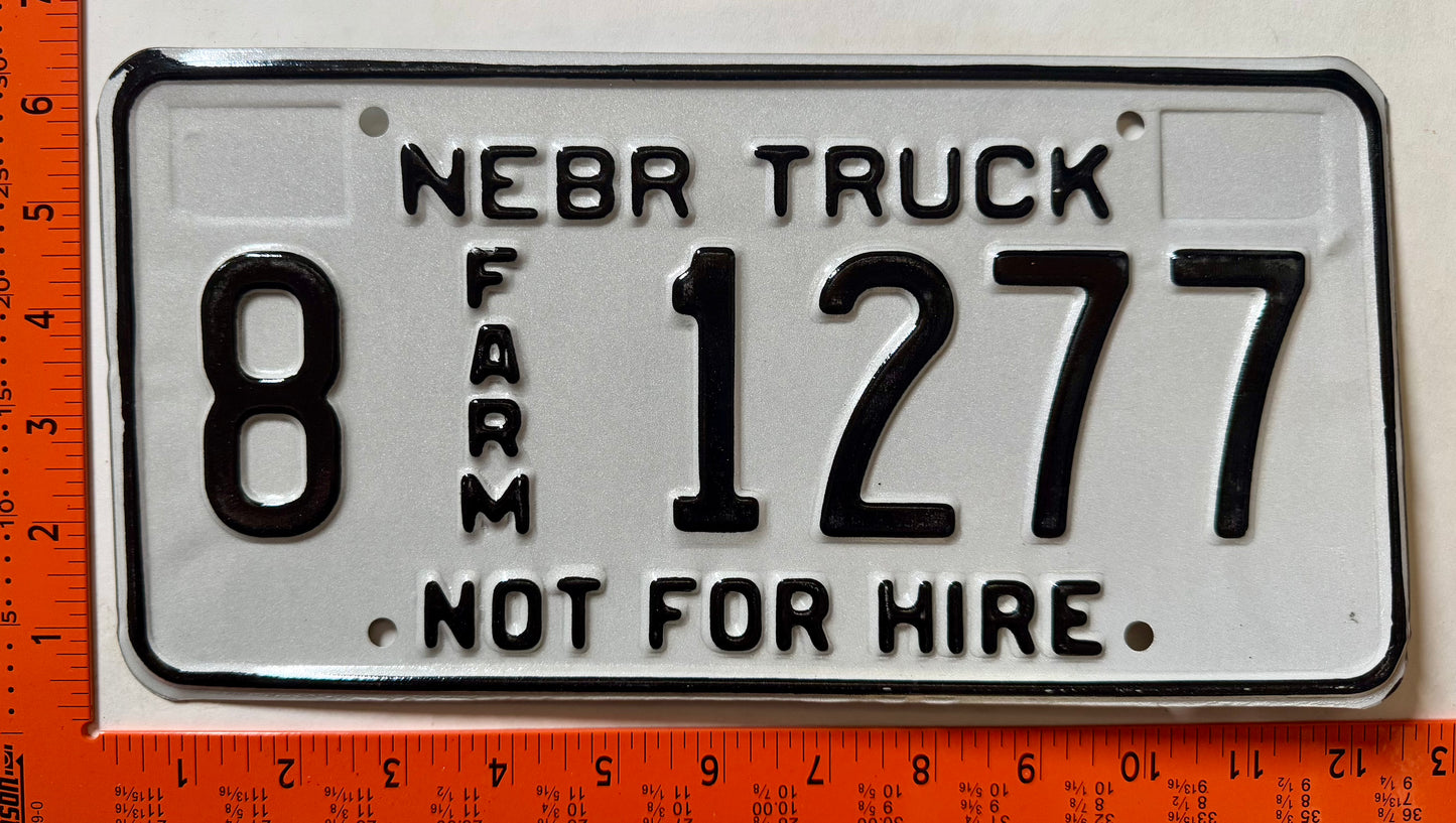 undated Nebraska #8 1277 Farm Truck License Plate