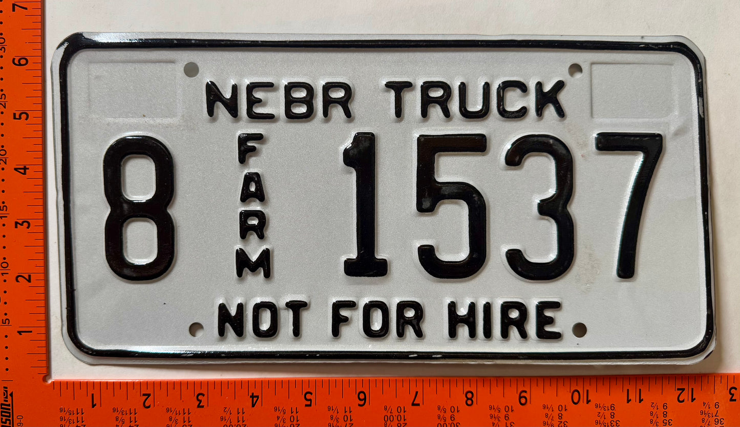 undated Nebraska #8 1537 Farm Truck License Plate