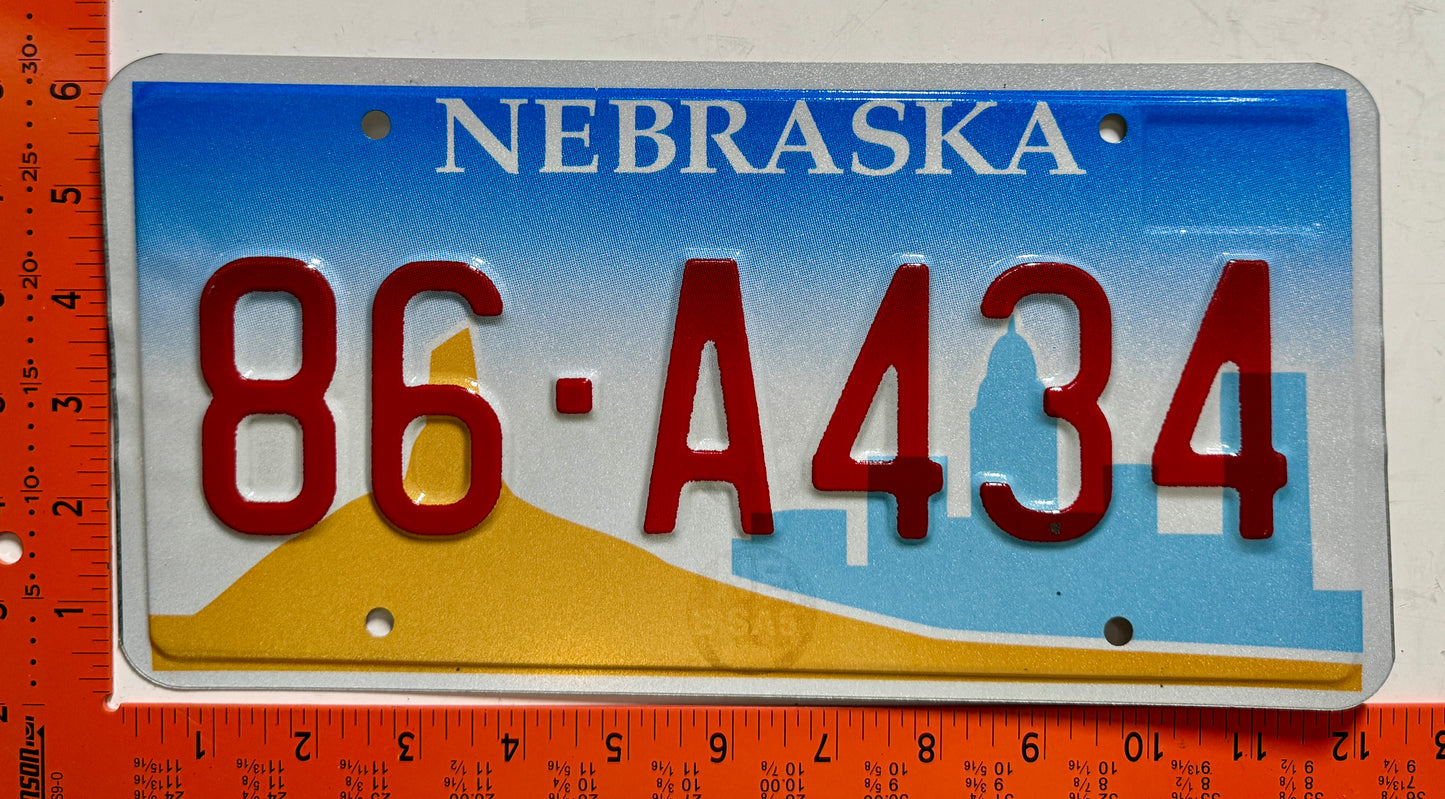 1999 base Nebraska #86-A434 Passenger License Plate
