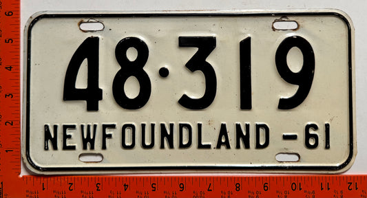 1961 Newfoundland #48-319 Passenger License Plate