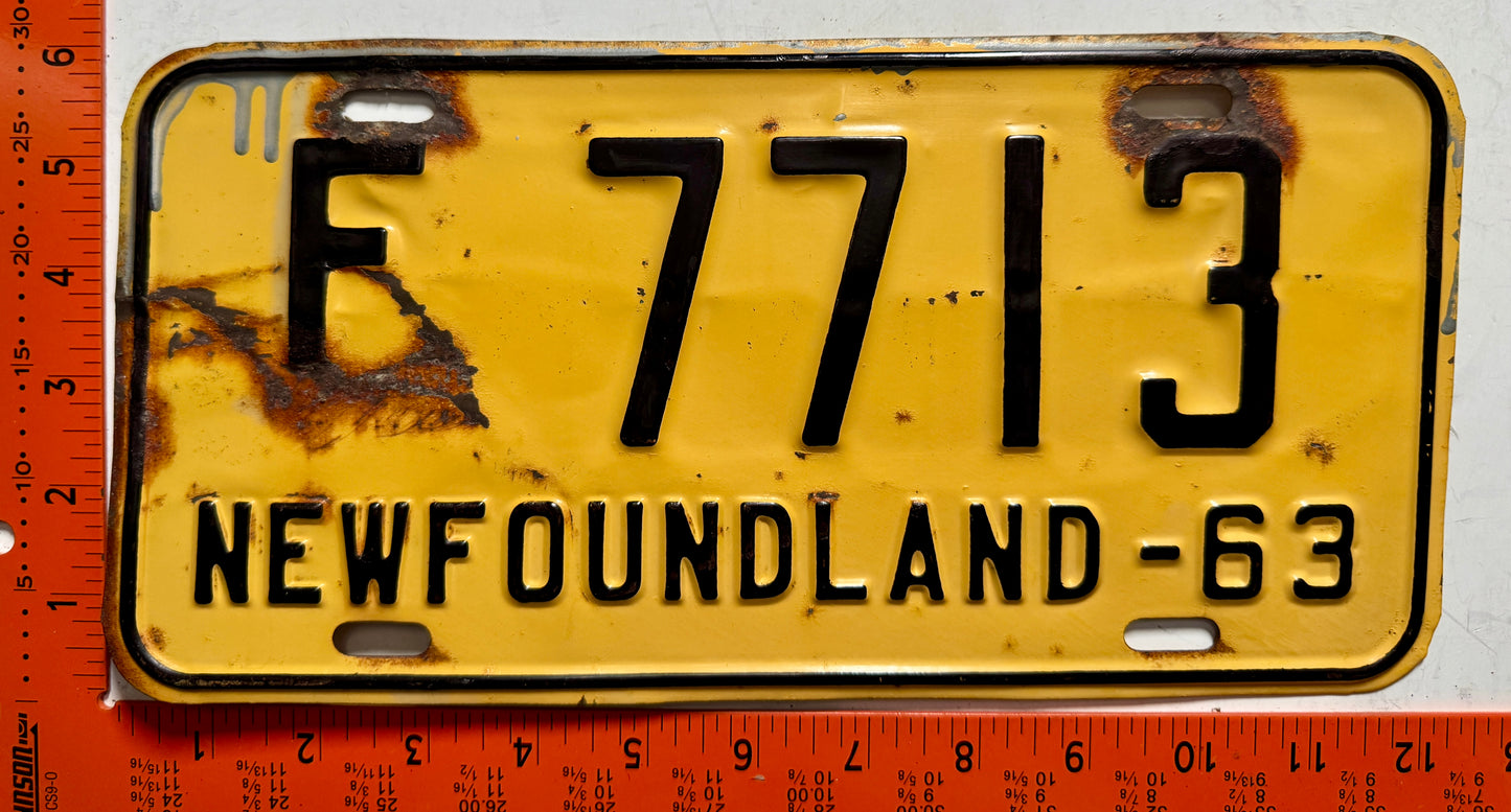 1963 Newfoundland #F 7713 US Forces License Plate