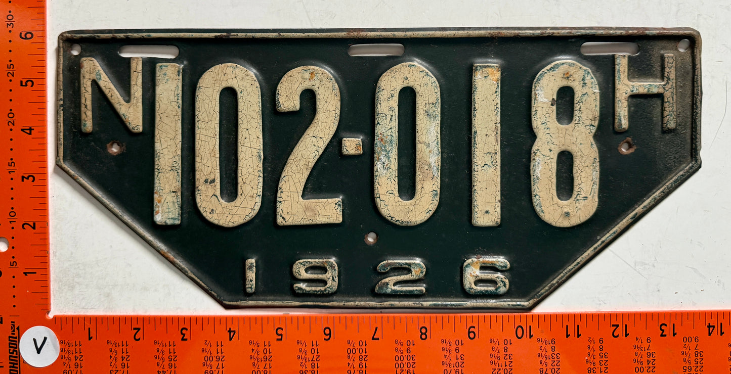 1926 New Hampshire #102-018 Non-Resident License Plate