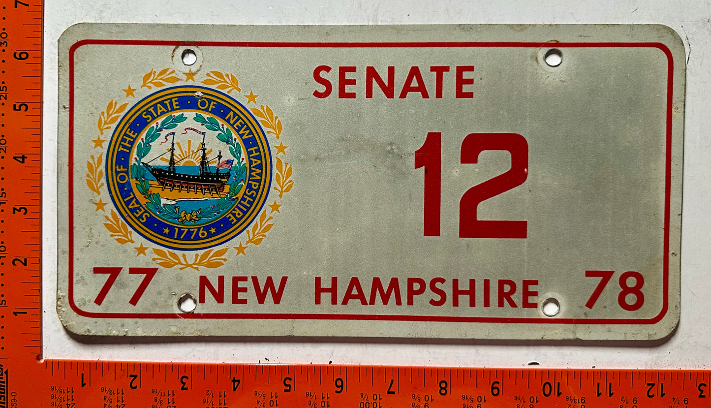 1977/1978 New Hampshire #12 Senate License Plate