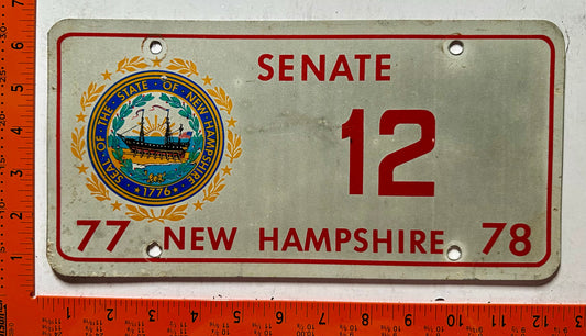 1977/1978 New Hampshire #12 Senate License Plate