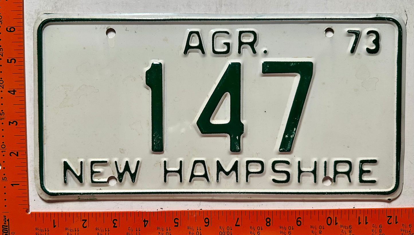 1973 New Hampshire #147 Agriculture License Plate