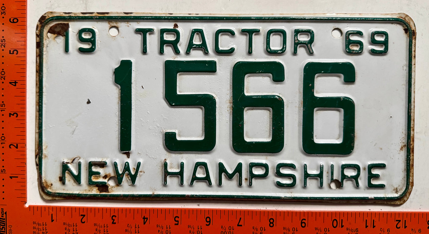 1969 New Hampshire #1566 Tractor License Plate