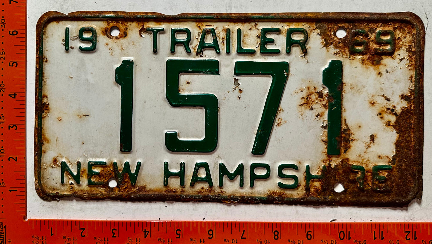 1969 New Hampshire #1571 Trailer License Plate