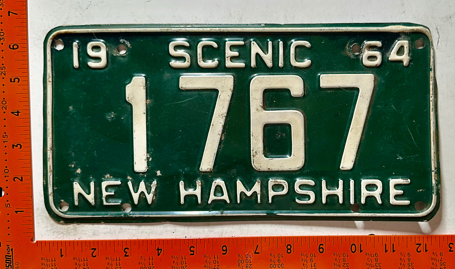 1964 New Hampshire #1767 Passenger License Plate