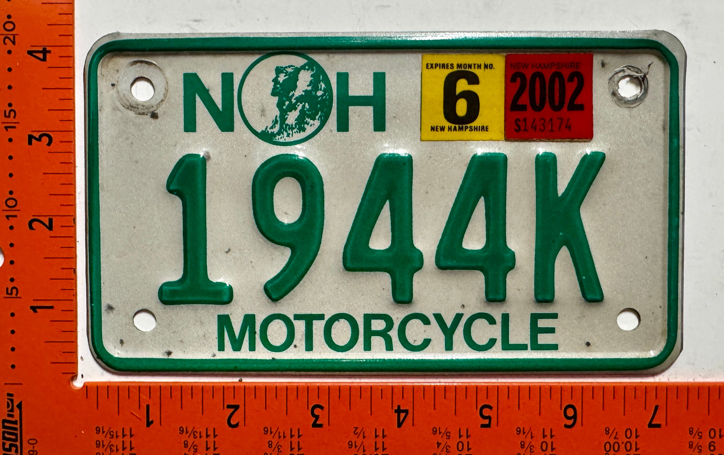 2002 New Hampshire #1944K Motorcycle License Plate