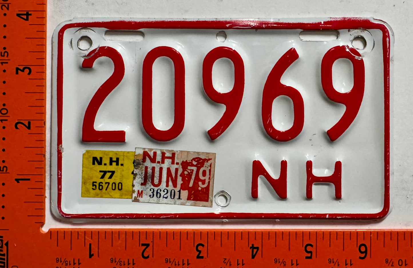 1979 New Hampshire #20969 Motorcycle License Plate