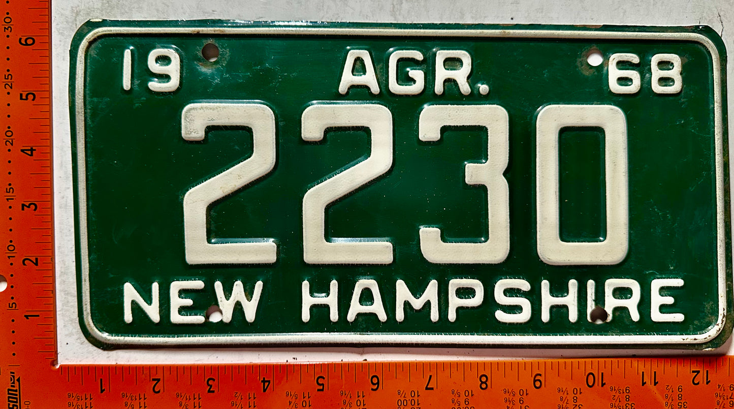 1968 New Hampshire #2230 Agriculture License Plate