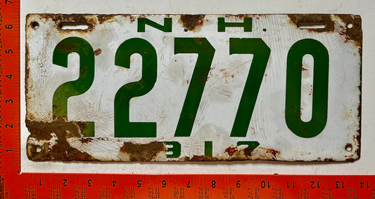 1917 New Hampshire #22770 Passenger License Plate (Porcelain)
