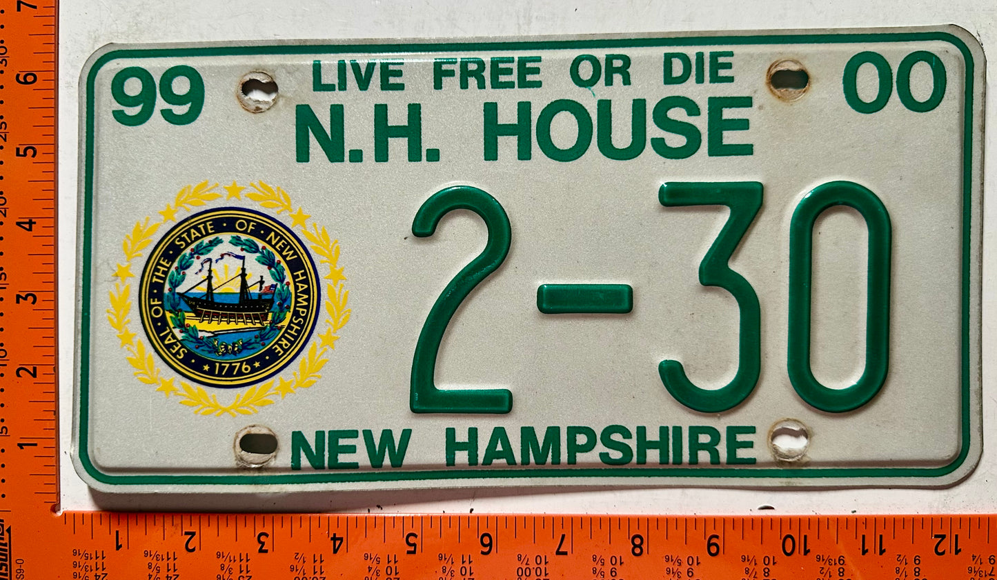 1999/2000 New Hampshire #2-30 House License Plate