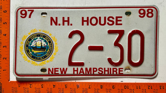 1997/1998 New Hampshire #2-30 House License Plate