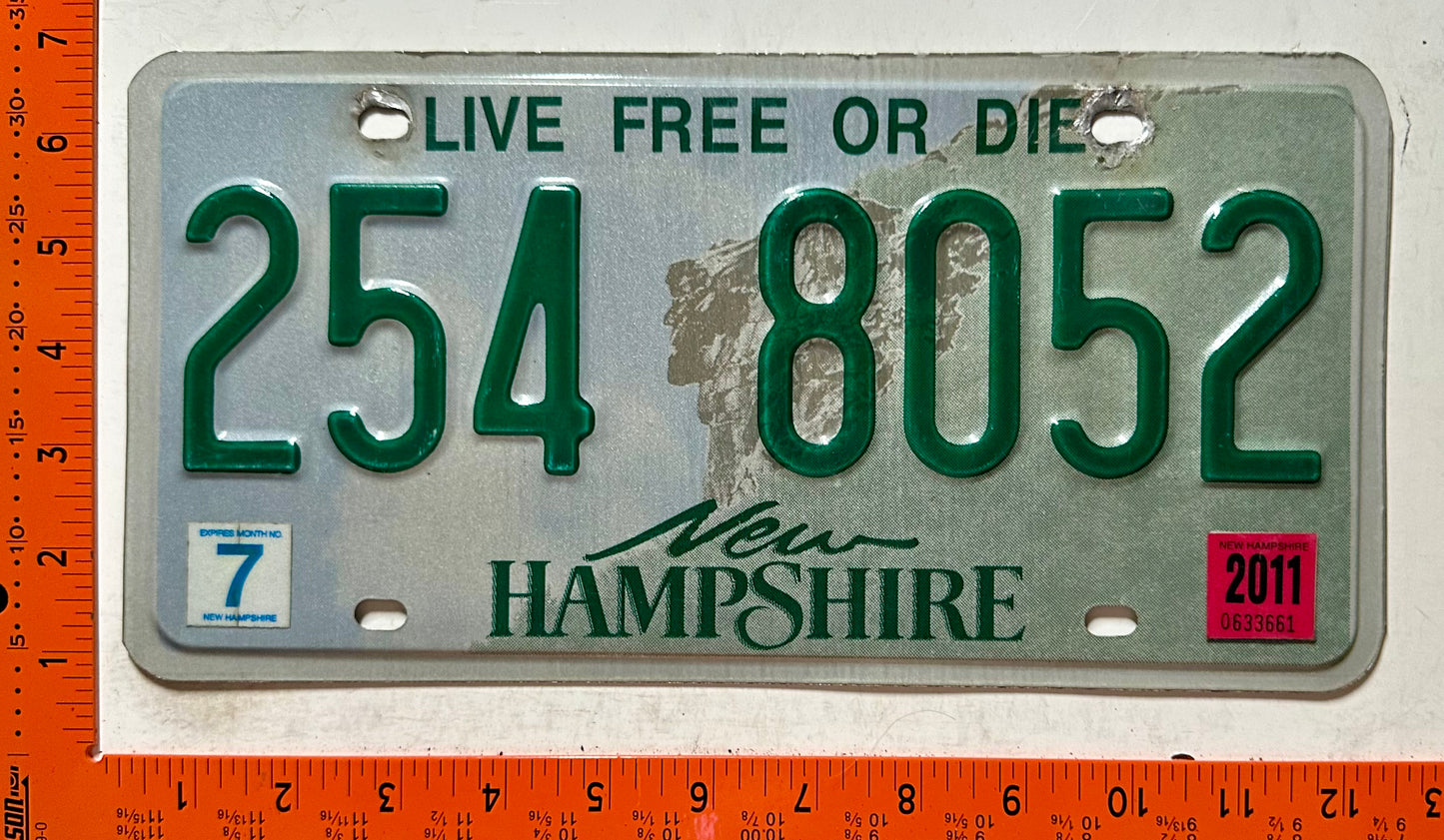 2011 New Hampshire #254 8052 Passenger License Plate